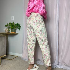 Vintage Y2K Cherry Blossom Cheetah Print Trouser Capris